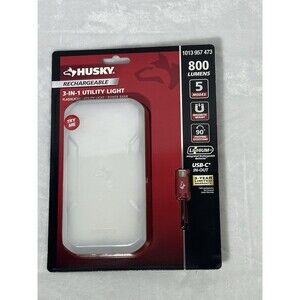 Husky Rechargeable Utility Light 800 Lumen 3 in 1 Flashlight Power Bank LED USB